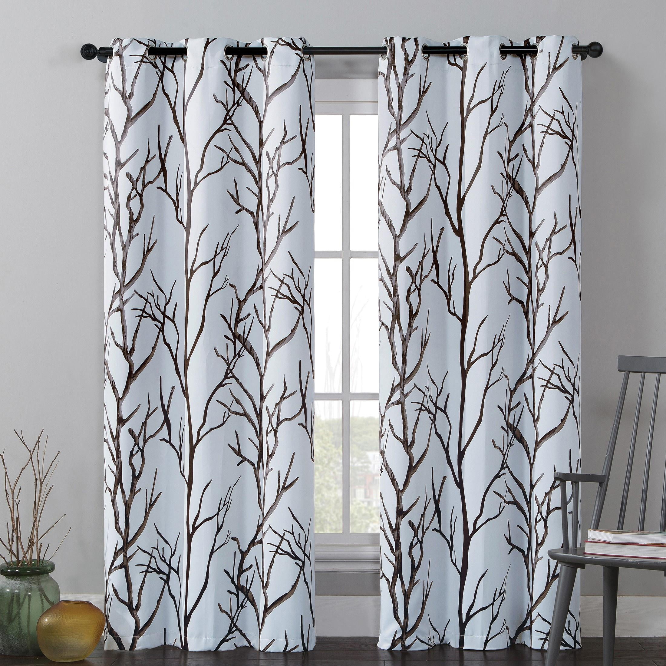 Kingdom Beige Branch Blackout Grommet Curtain Panel 40" x 95"