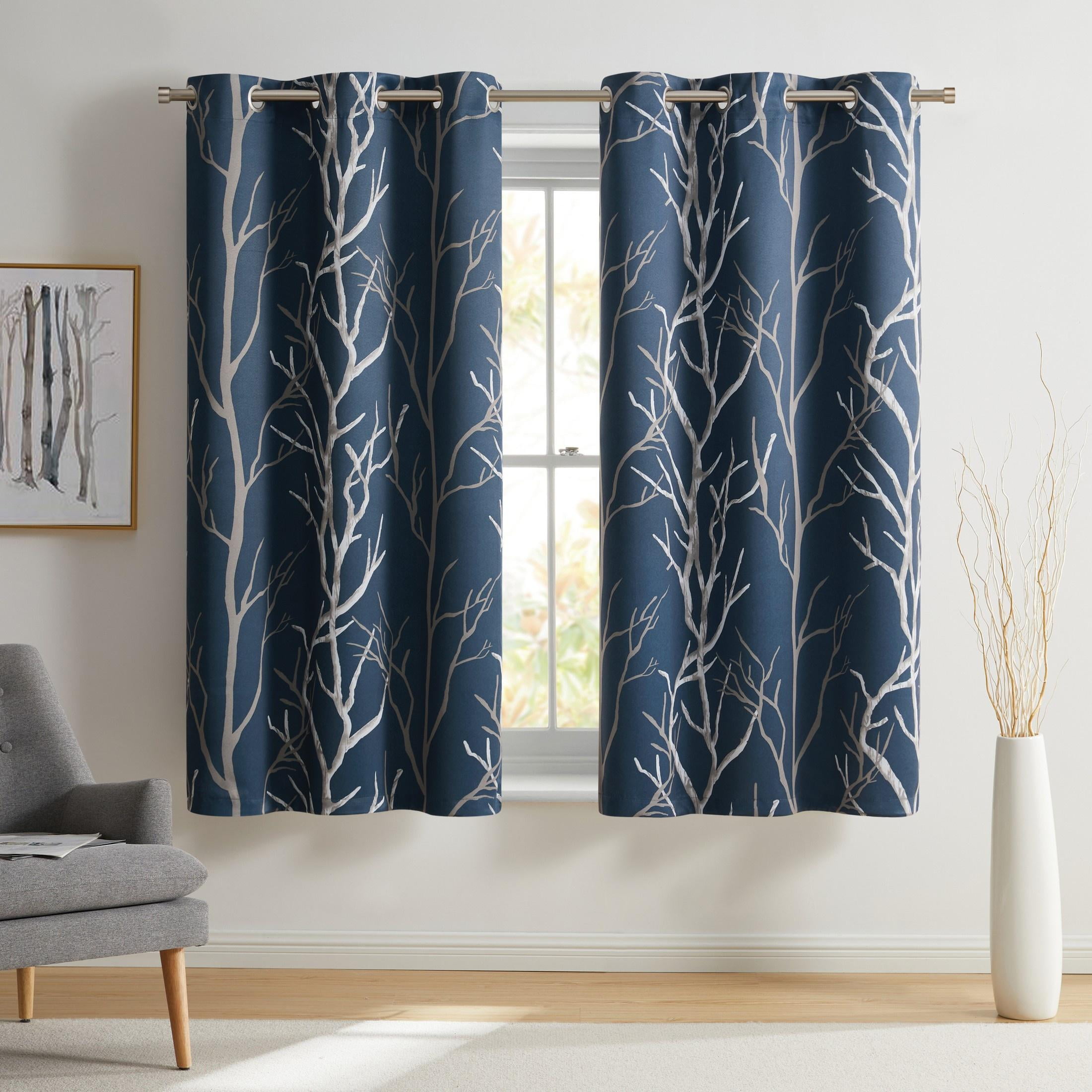 VCNY Home Kingdom Blue Branch Grommet Blackout Curtain, 40" x 63"