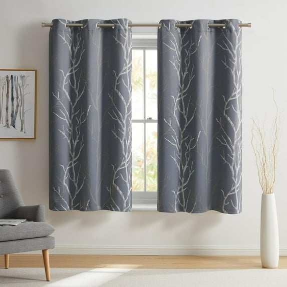 VCNY Home Kingdom Grey Branch Grommet Blackout Curtain, 40" x 63"