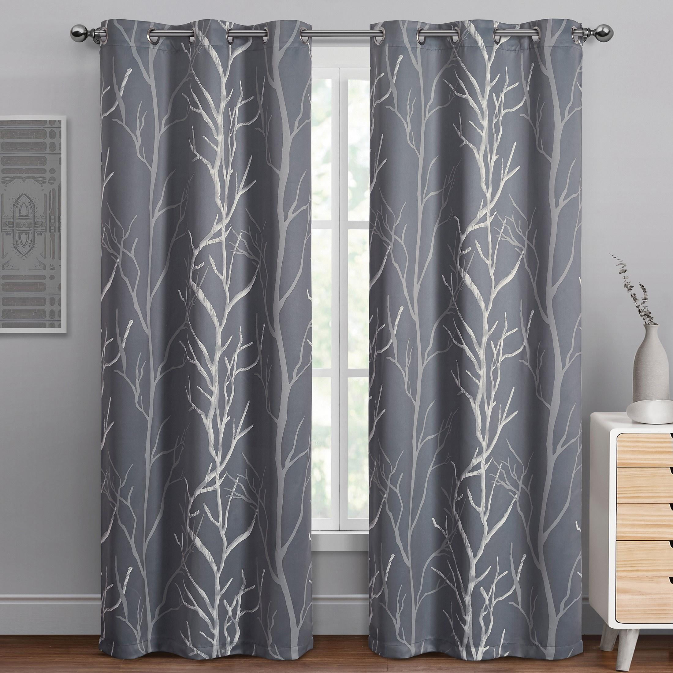 VCNY Home Kingdom Grey Branch Grommet Blackout Curtain, 40" x 95"