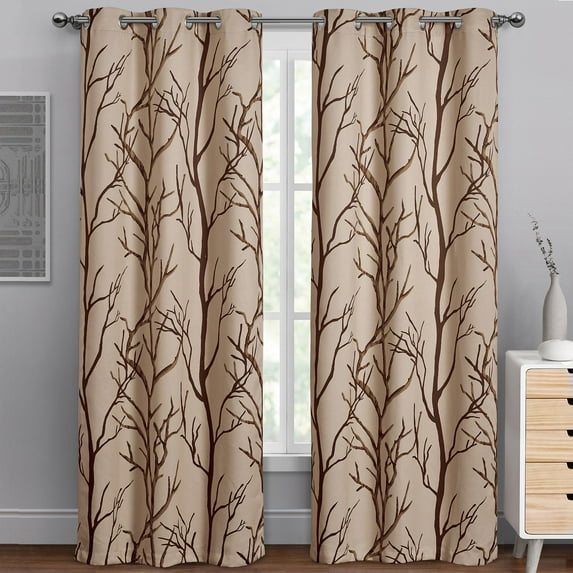 VCNY Home Kingdom Taupe Branch Grommet Blackout Curtain, 40" x 95"