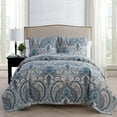 thumbnail image 1 of VCNY Home Lawrence 3-Piece Blue Damask Quilt Set, Full/Queen, Adult, Unisex, 1 of 5