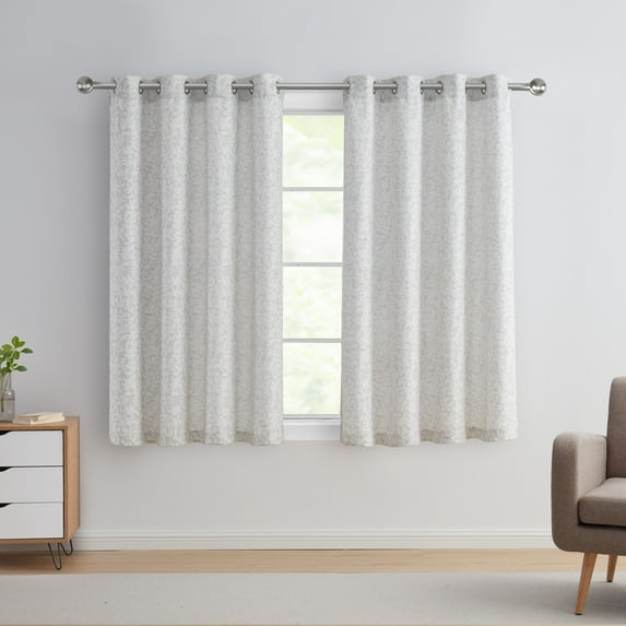 VCNY Home Leah Grey Leaf Grommet Light Filtering Curtain Panel, 54" x 63"