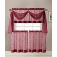 thumbnail image 1 of VCNY Home Linen Leaf Embroidered Complete Kitchen Curtain Set - Burgundy, 1 of 1