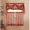 thumbnail image 1 of VCNY Home Linen Leaf Embroidered Complete Kitchen Curtain Set - Cinnamon, 1 of 1
