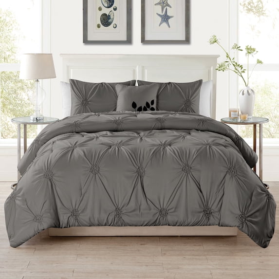 VCNY Home London 4-Piece Grey Floral Comforter Set, King