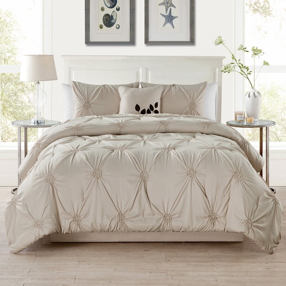 VCNY Home London 4-Piece Taupe Floral Comforter Set, King