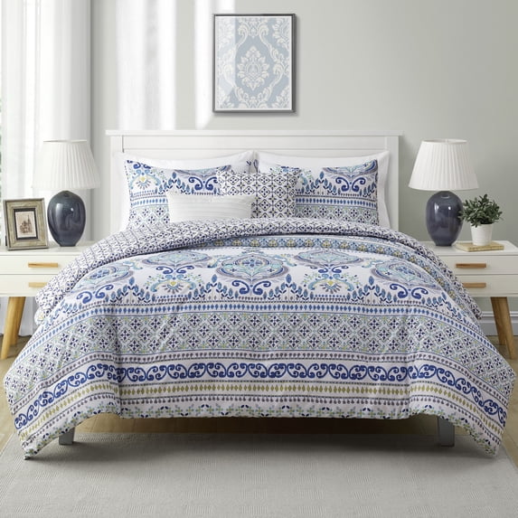 VCNY Home Malik 5-Piece Multicolor Medallion Reversible Comforter Set, Full/Queen, Adult, Unisex