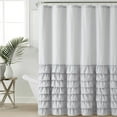 thumbnail image 1 of VCNY Home Melanie Grey Solid Ruffle Polyester Shower Curtain, 72" x 72", 1 of 5