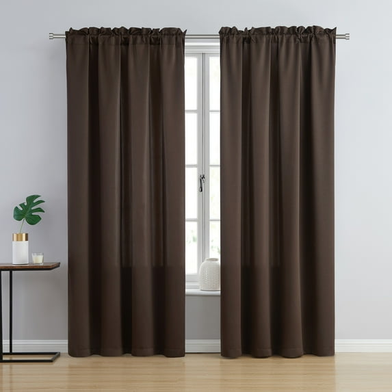 VCNY Home Melrose Brown Solid Rod Pocket Blackout Curtain Panel, 54" x 84"