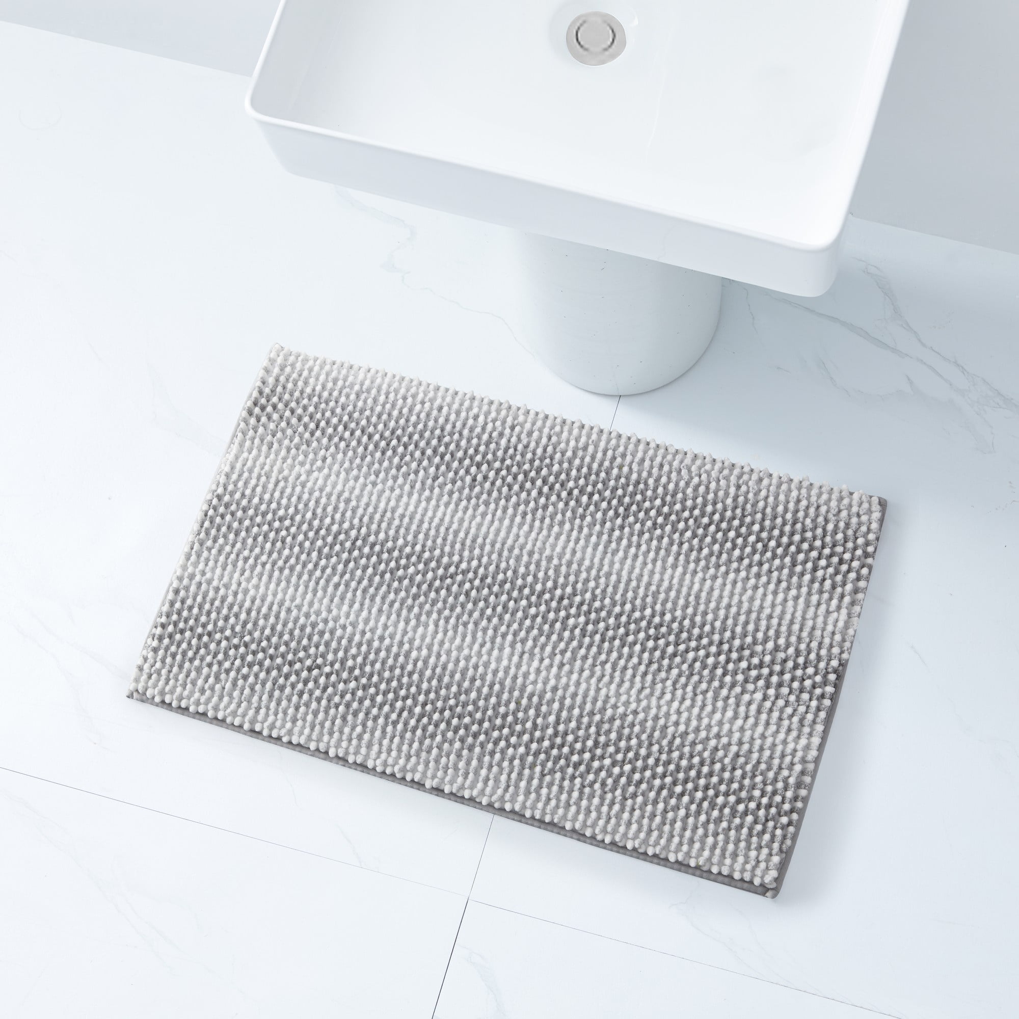 VCNY Home Memory Foam Noodle Grey Heathered Stripe Polyester Bath Rug, 20" x 30"