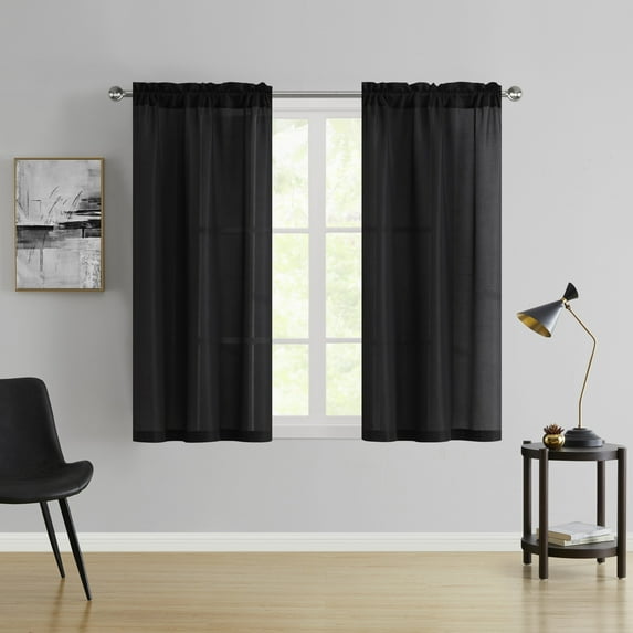 VCNY Home Microfiber Rod Pocket Window Panel Black - 38" x 63"