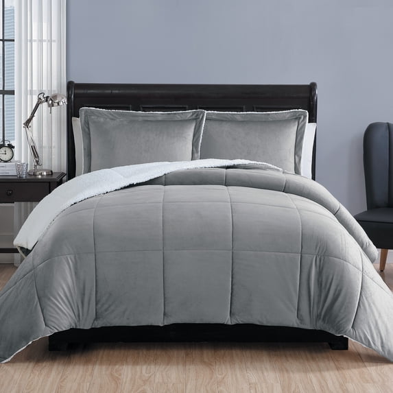 VCNY Home Micromink 2-Piece Grey Solid Color Comforter Set, Twin