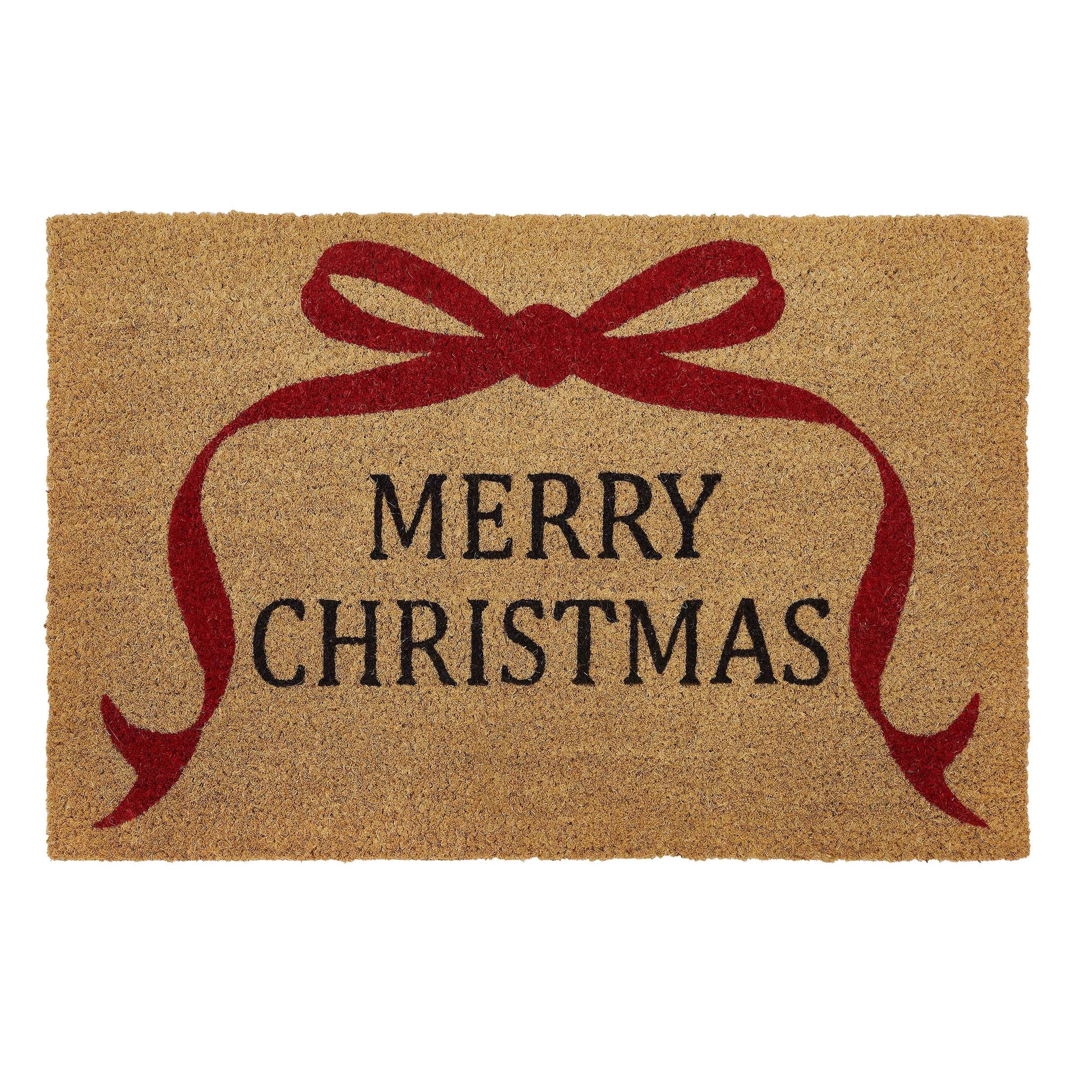 VCNY Home Multi Merry Christmas Bow Outdoor Coir Doormat, 18" x 30"