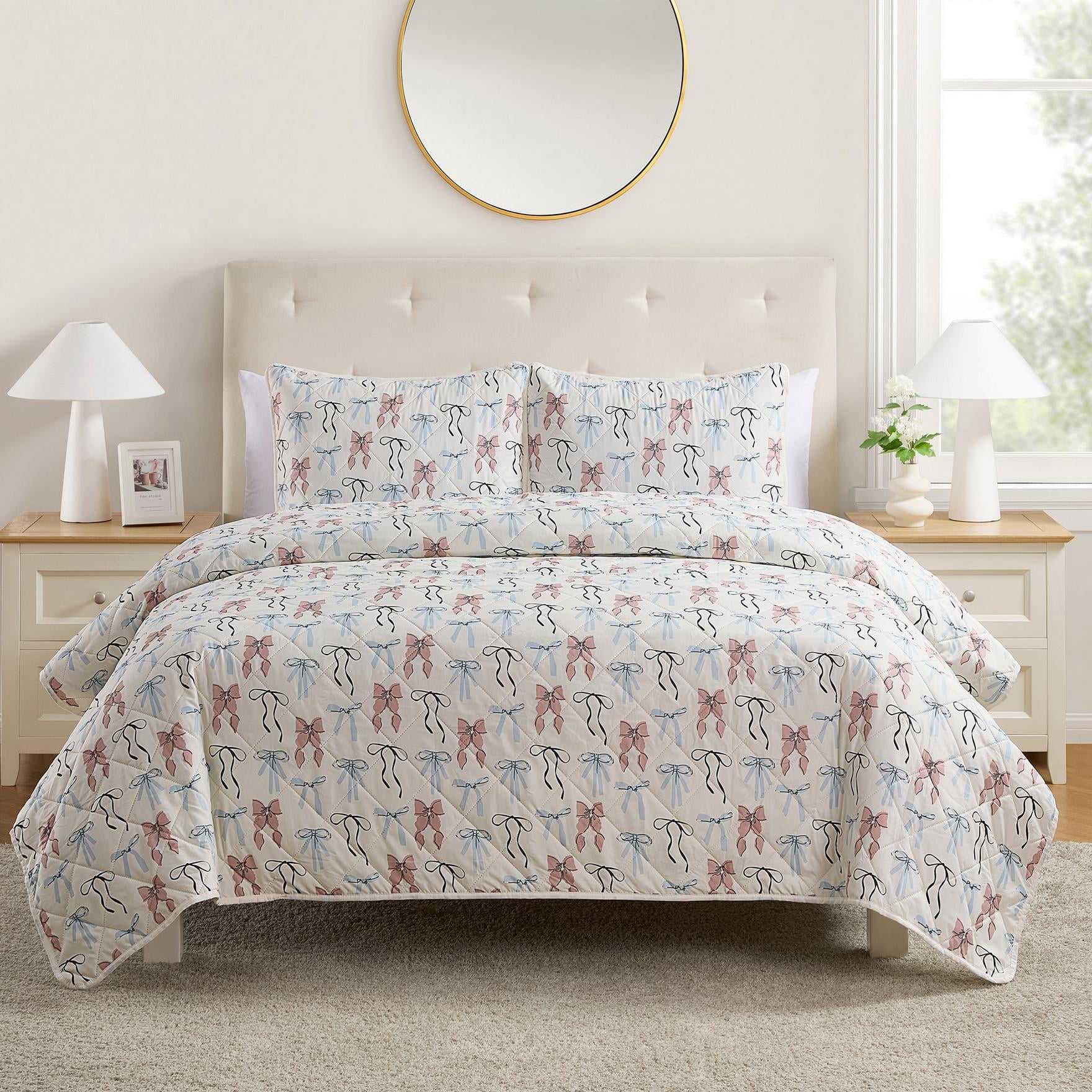 VCNY Home Multi Ribbon 3-Piece Adult Pinsonic Quilt Set, King