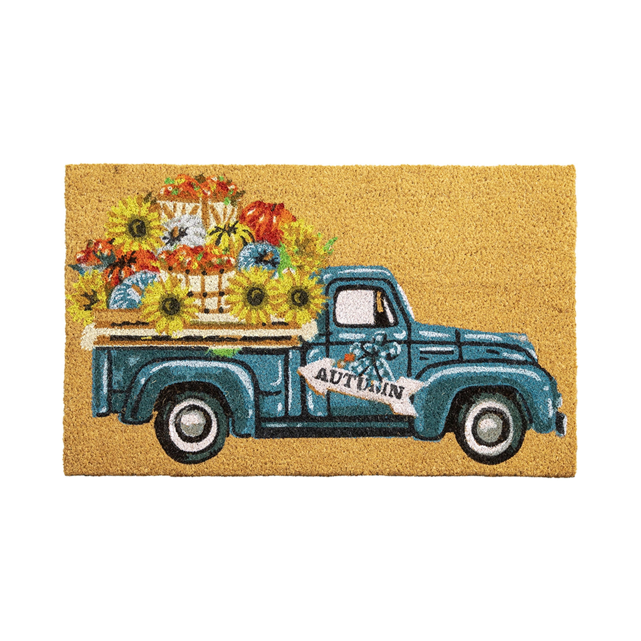 VCNY Home Multicolor Sunflower Truck Outdoor Coir Doormat, 18" x 30"