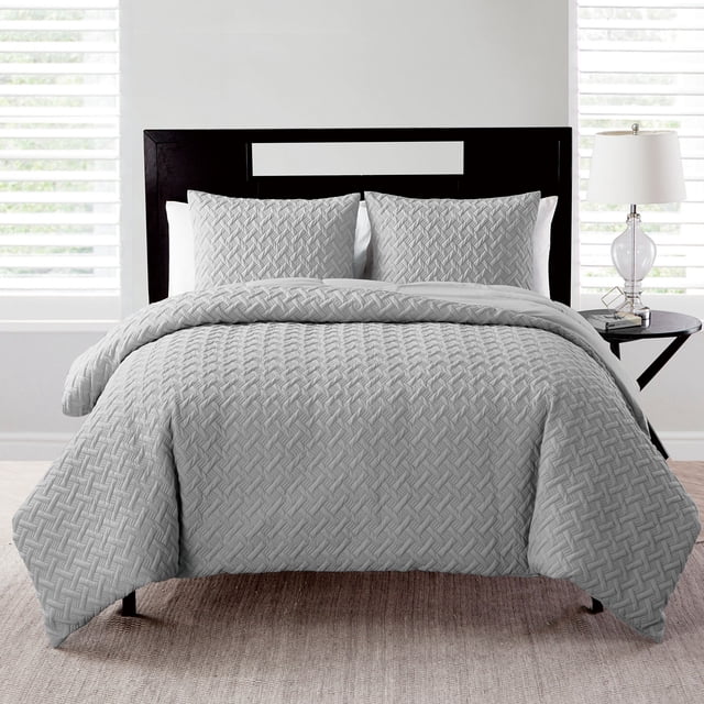 VCNY Home Nina II 3-Piece Grey Geometric Comforter Set, Full/Queen, Adult, Unisex