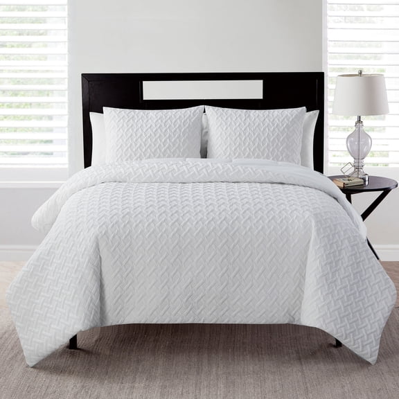 VCNY Home Nina II 3-Piece White Geometric Comforter Set, King, Adult, Unisex