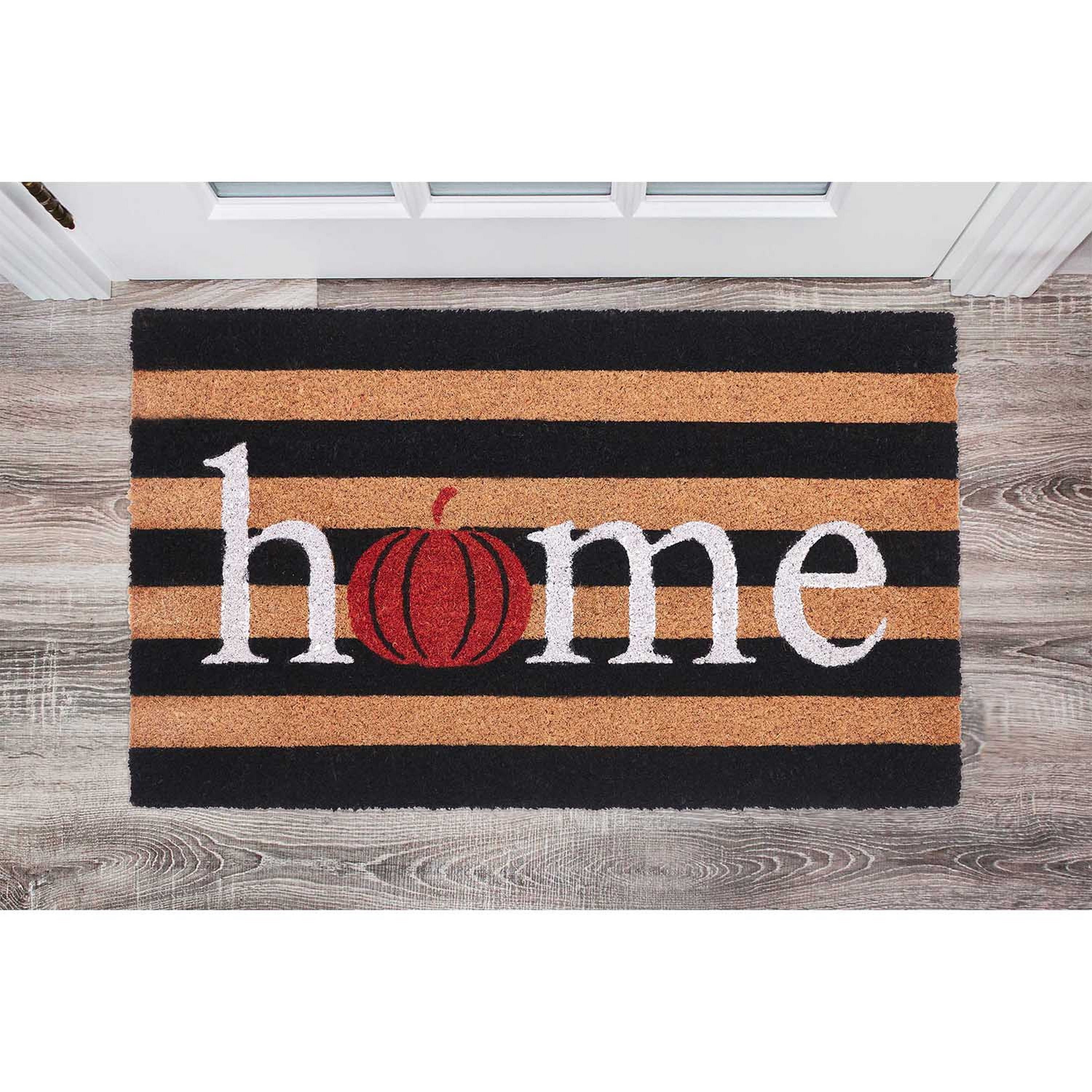 VCNY Home Pumpkin Multicolor Stripe Halloween Coir Outdoor Doormat, 18" x 30"