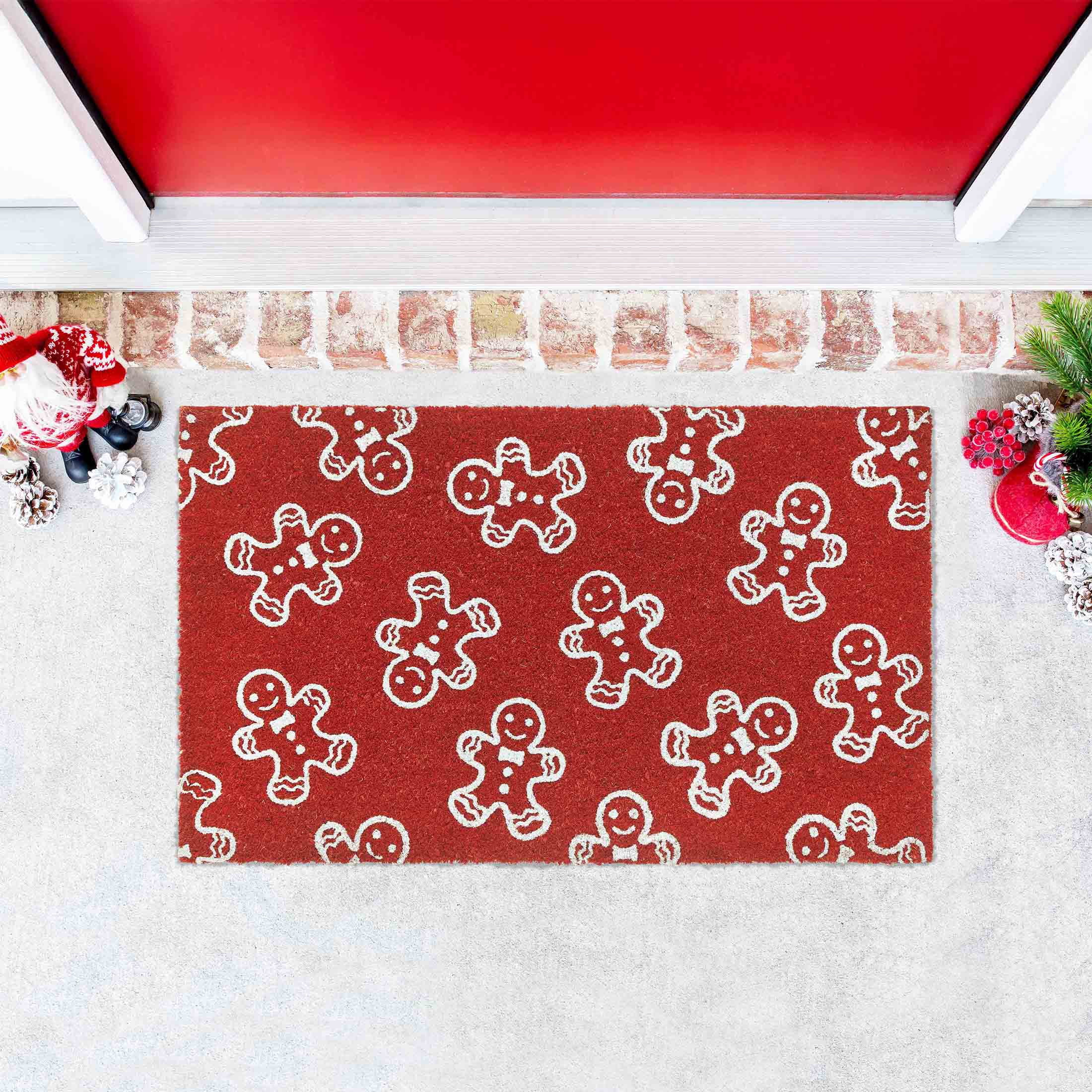 VCNY Home Red Gingerbreads Outdoor Coir Doormat, 18" x 30"