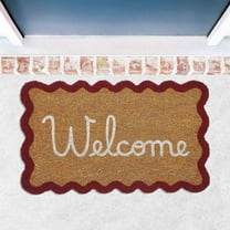 VCNY Home Red Scalloped Edge Welcome Coir Outdoor Doormat, 18" x 30"