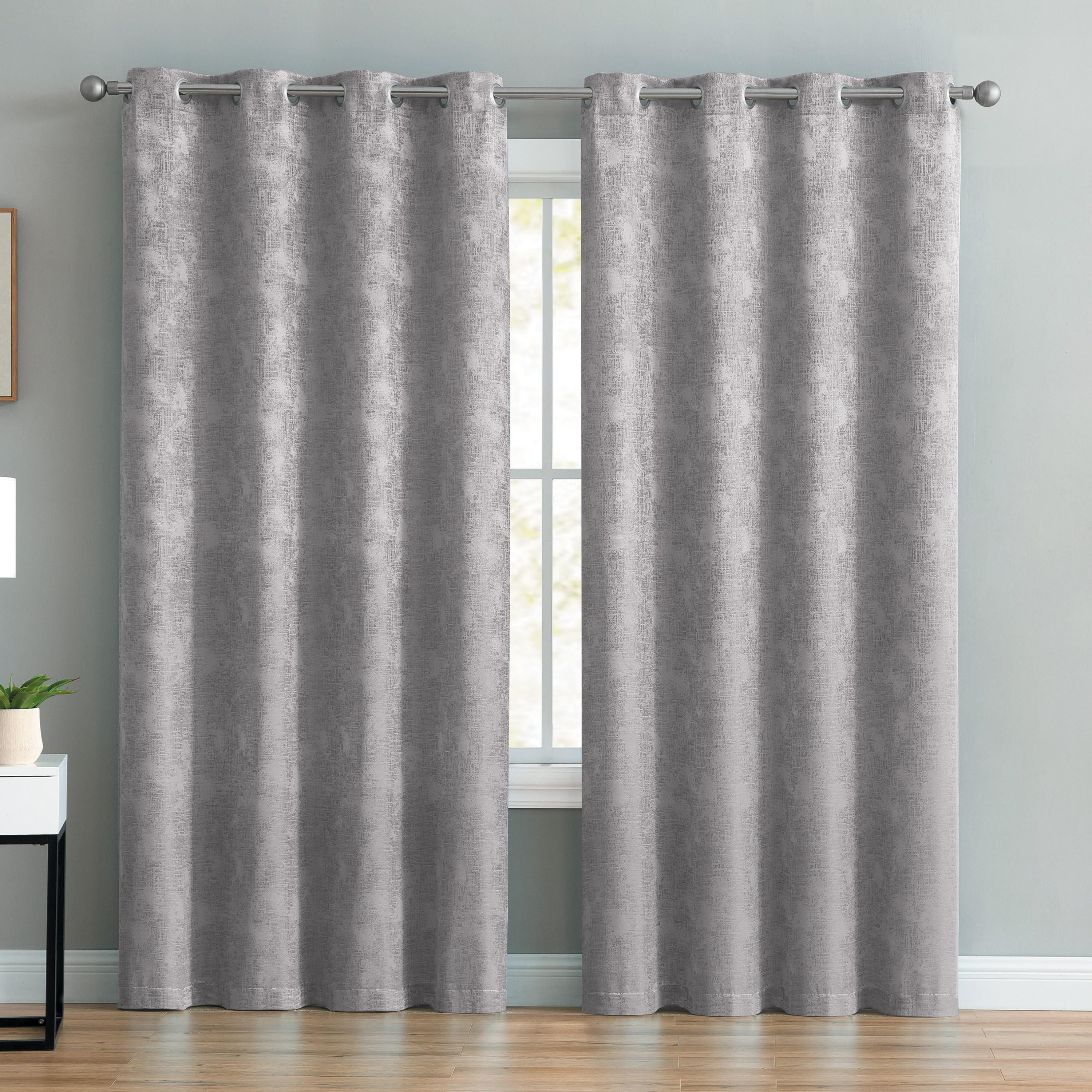 VCNY Home Rosalie Charcoal Grey Tonal Grommet Jacquard Curtain Panel, 55" x 84"