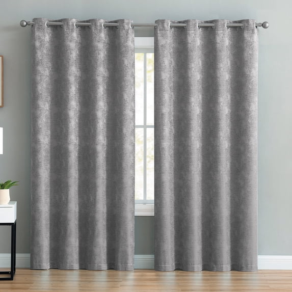 VCNY Home Rosalie Tonal Jacquard Grommet Curtain Panel Silver - 84 Inches