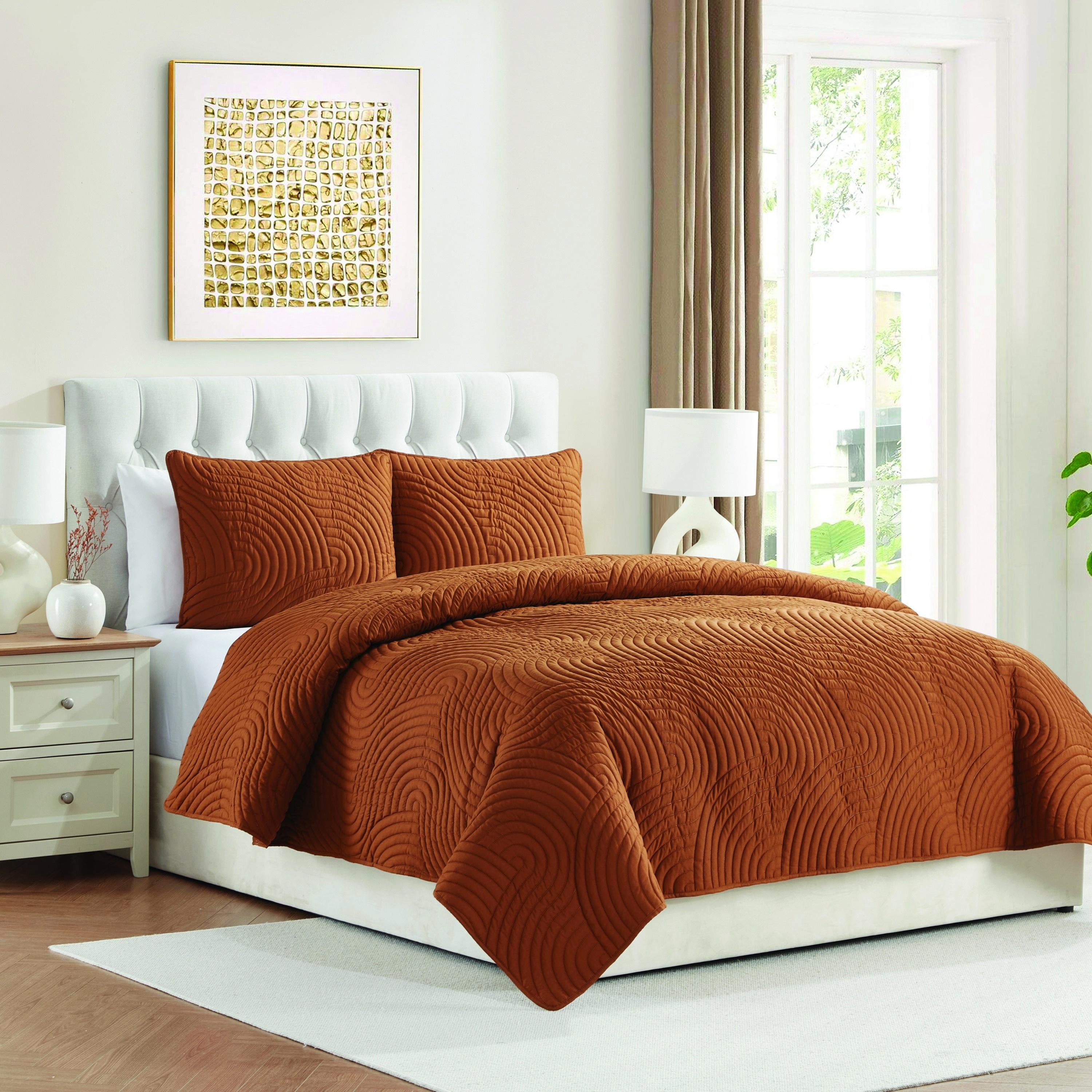 VCNY Home Sands 3-Piece Orange Textured Curve Striped Pinsonic
