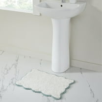 VCNY Home Scallop Aqua Cotton Bath Rug, 17" x 24"