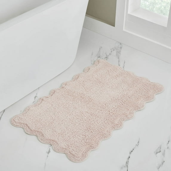 VCNY Home Scallop Blush Cotton Bath Rug, 20" x 32"