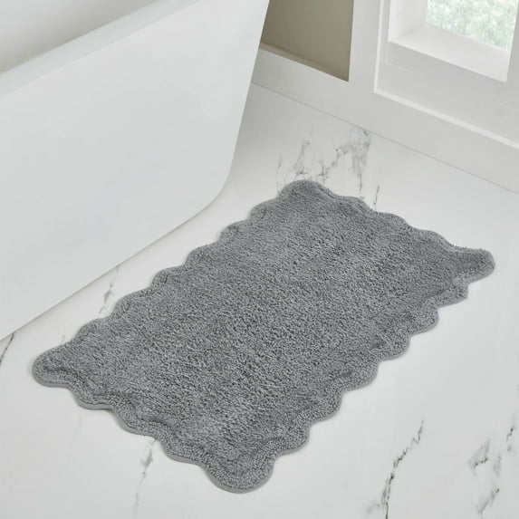 VCNY Home Scallop Grey Cotton Bath Rug, 20" x 32"