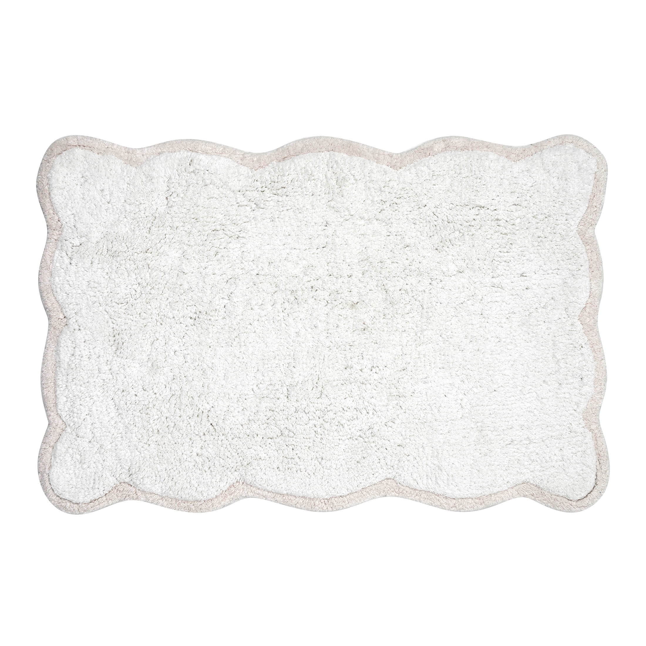 VCNY Home Scallop Solid Color White Cotton Bath Rug, 17' x 24"