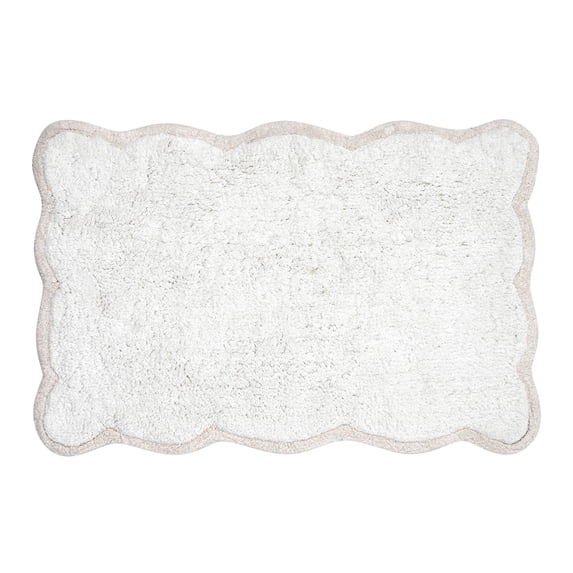 VCNY Home Scallop Solid Color White Cotton Bath Rug, 17' x 24"