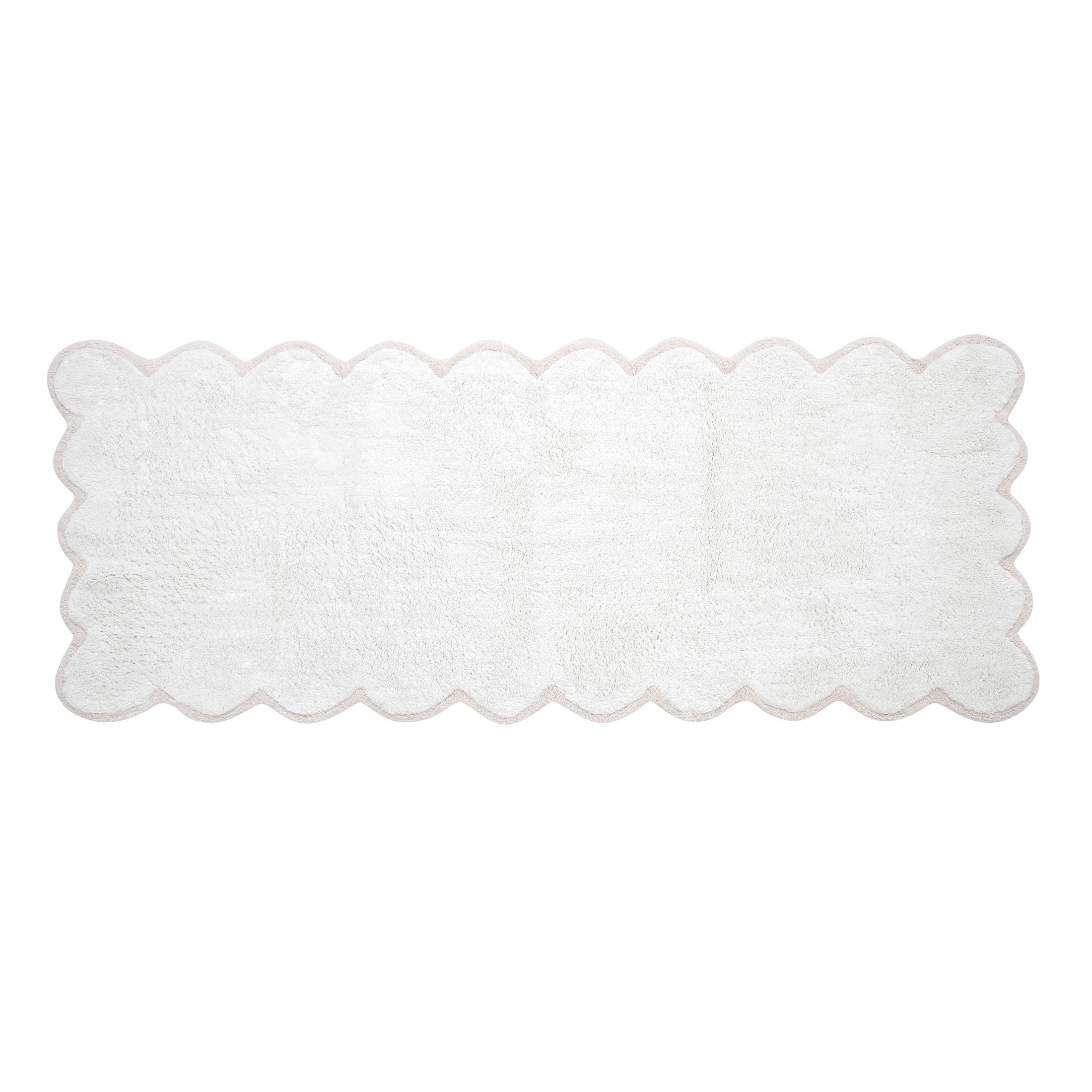 VCNY Home White Scallop Cotton Bath Runner 24x60, Soft Absorbent