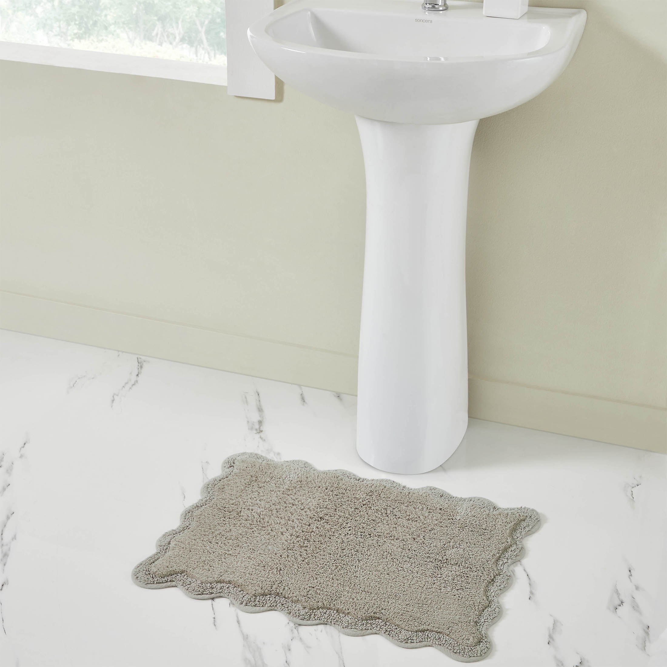 VCNY Home Scallop Taupe Cotton Bath Rug, 17" x 24"