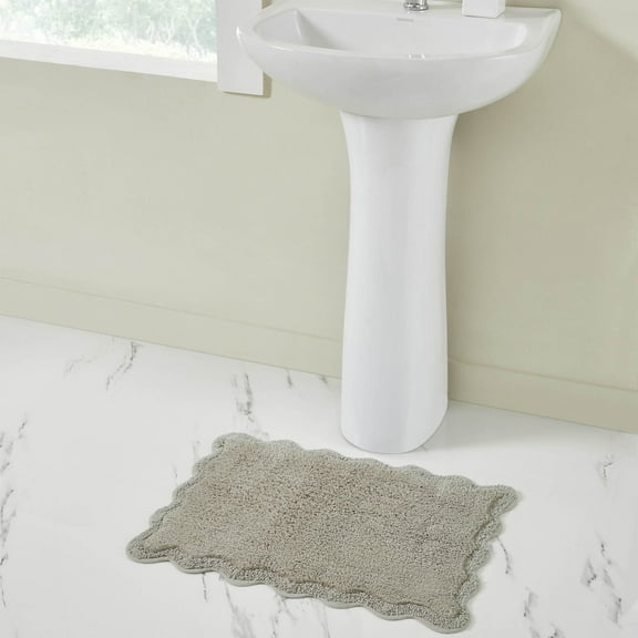 VCNY Home Scallop Taupe Cotton Bath Rug, 17" x 24"