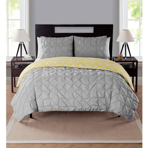 VCNY Home Scottsdale Pinch Pleat Reversible 3-Piece Bedding Duvet Cover Set with Shams, Multiple Colors Available