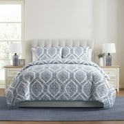 VCNY Home Sea Damask Coastal 3-Piece Blue/Multicolor Damask Quilt Set, King, Adult, Unisex