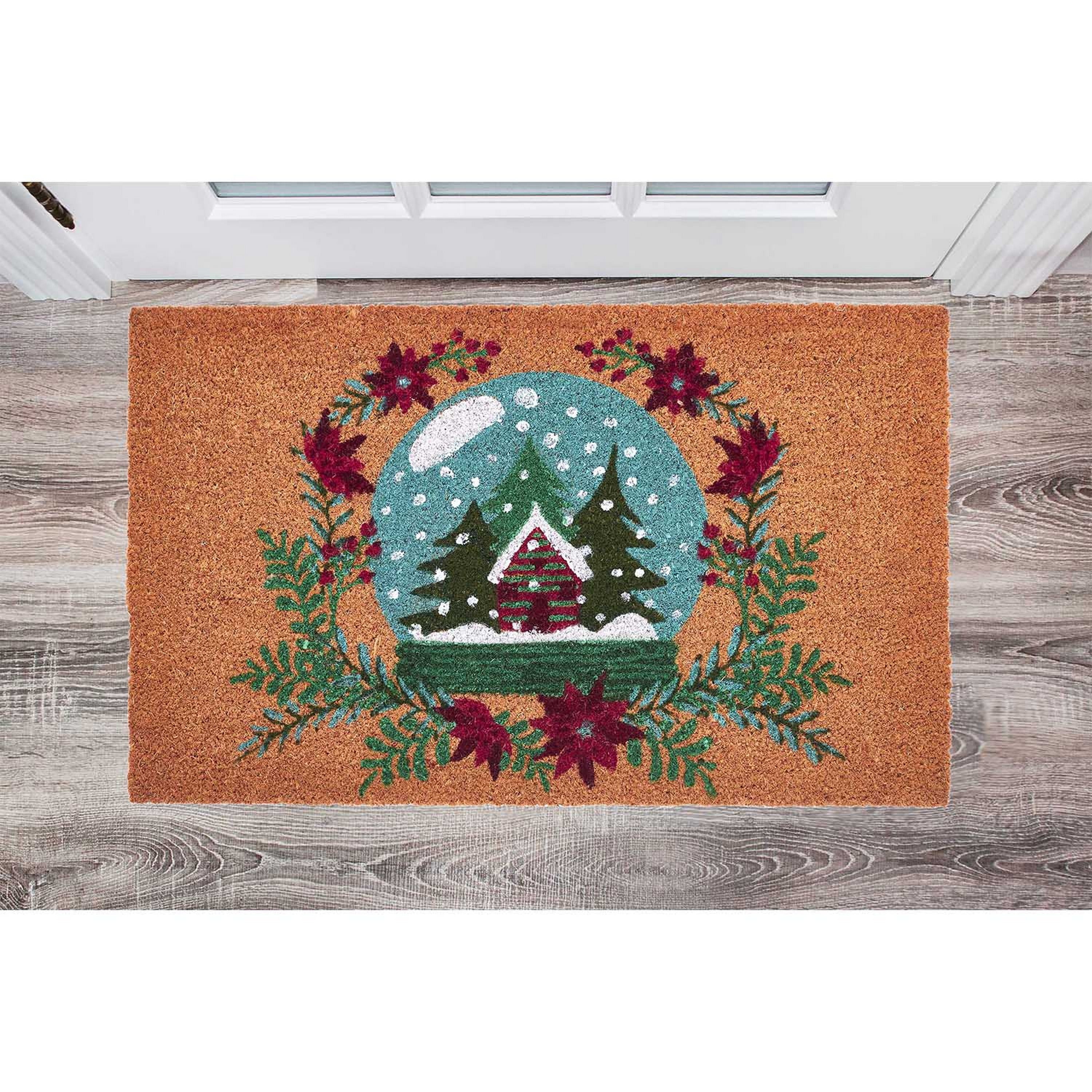VCNY Home Snowglobe Multicolor Christmas Coir Outdoor Doormat, 18" x 30"
