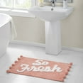 thumbnail image 1 of VCNY Home So Fresh Pom Pom Typography Blush Polyester Bath Rug, 20" x 32", 1 of 5