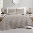 thumbnail image 1 of VCNY Home Staton 3-Piece Taupe Geometric Polyester Quilt Set, King, 1 of 6