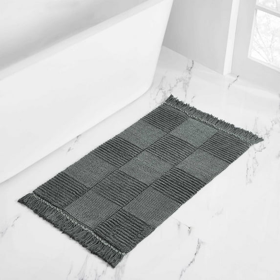 VCNY Home Stonewashed Black Cotton Bath Rug, 21" x 34"
