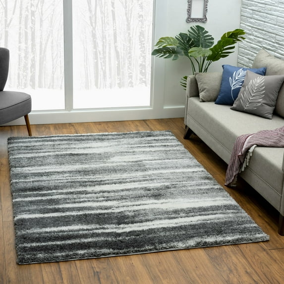 VCNY Home Welford Modern Abstract Striped Shag Area Rug, 5' x 7'