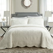 VCNY Home Westland 3-Piece Ivory Solid Tile Bedspread Set, King, Adult, Unisex