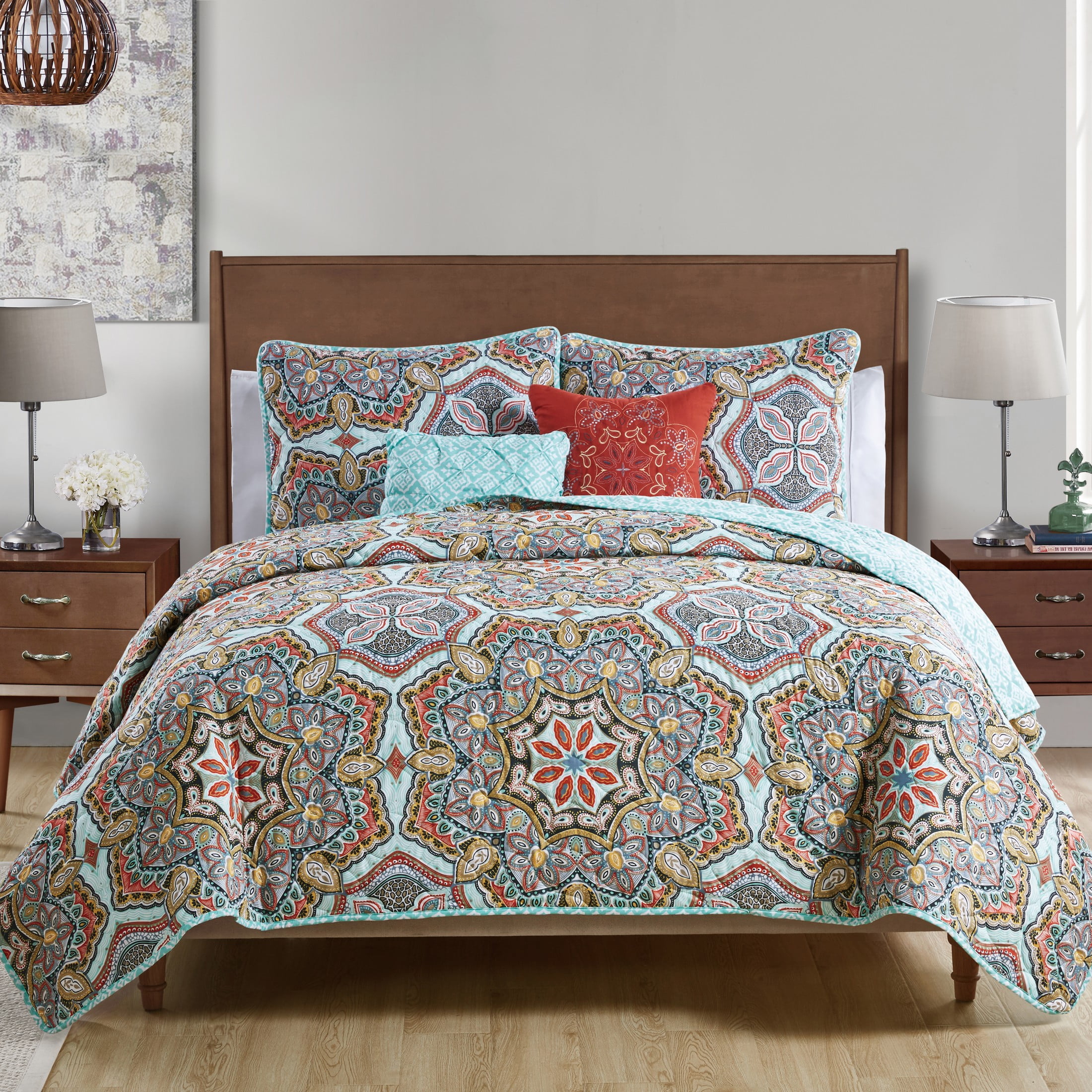 Yara Multicolor Twin Microfiber Reversible Quilt Set
