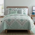 thumbnail image 1 of VCNY Windsor 5-Piece Aqua Medallion Reversible Quilt Set, Queen, Adult, Unisex, 1 of 7