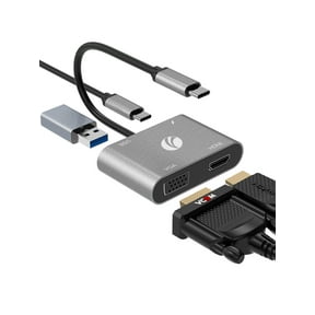VCOM USB C to 4K@60Hz HDMI, 1080P VGA Adapter, USB C Hub with 100W PD Charging, USB 2.0, Support MST Function Compatible with MacBook Air, iPad Pro, Dell XPS, Surface, Samsung Galaxy, Nintendo Switch