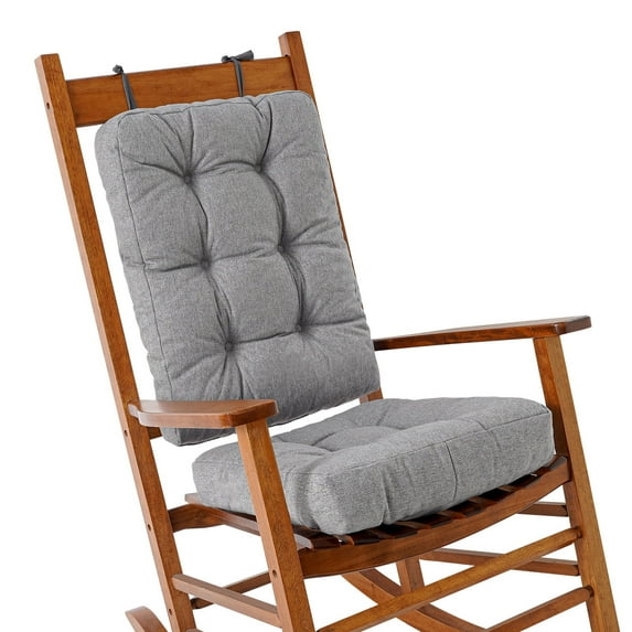 VCOMSOFT Rocking Chair Cushion ,Filled Memory Foam,Non Slip ,Suit Large Glider Rocker ,Seat Cushions Upper &Lower with 6 Ties (Grey)