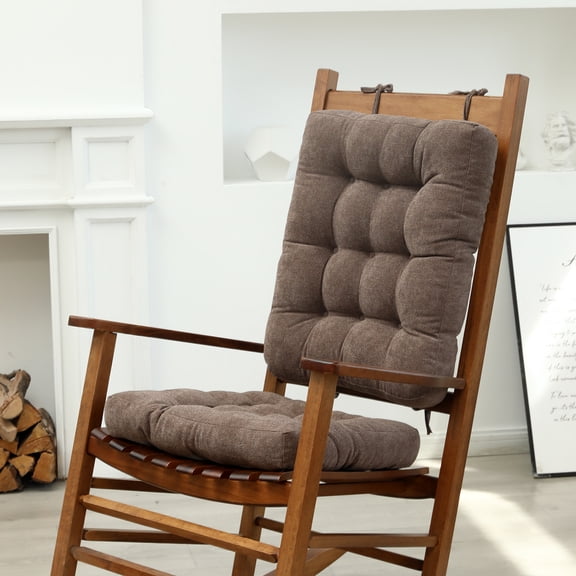 VCOMSOFT Rocking Chair Cushion,  Non Slip Set of Upper and Lower with 6 Ties, Suitable for Large-sized  Rocking Chairs (Brown)