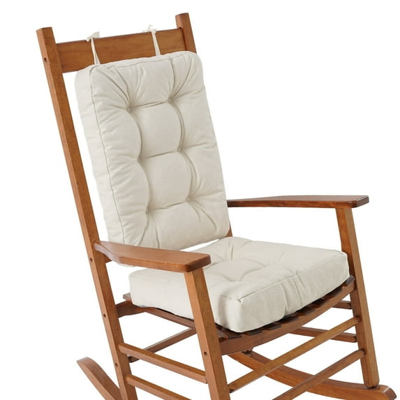 VCOMSOFT Rocking Chair Cushion Premium Linen Non Slip Chair Cushions,Filled Memory Foam, Upper & Lower with Ties, Suit Large Rocking Chair(Beige)